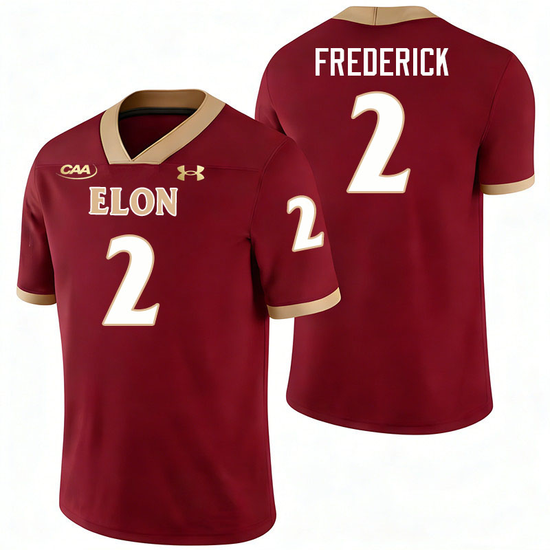 Elon Phoenix #2 Dan Frederick College Football Jerseys,Uniforms-Maroon